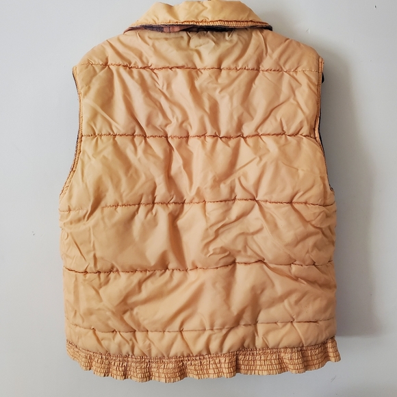 Vintage 70s Puffer Reversible Plaid Brown Zip Up Vest Mens Medium-Large - Picture 4 of 13